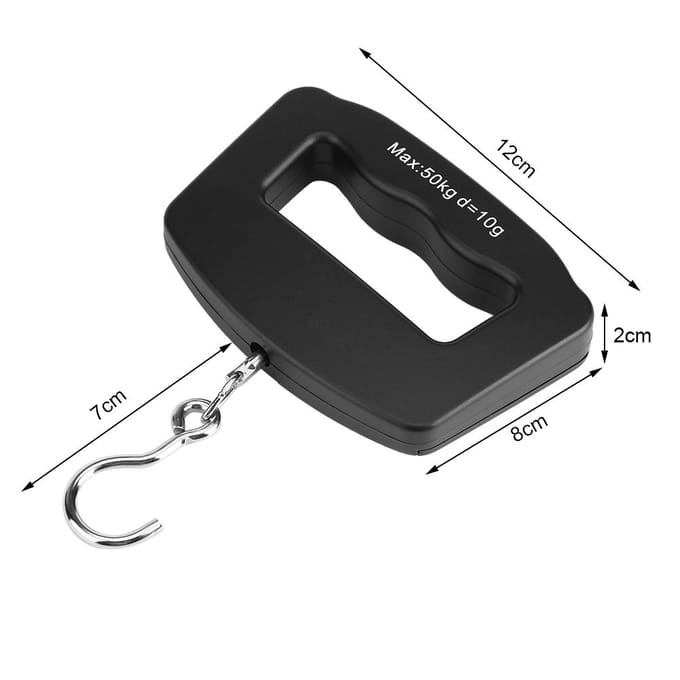 WeiHeng Mini balance électronique portable pour bagages, écran LCD numérique, crochet de suspension gray