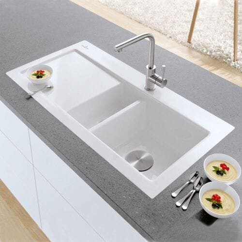 Villeroy & Boch Subway 60 flat sink basin right, drain set with manual override 67121FR1