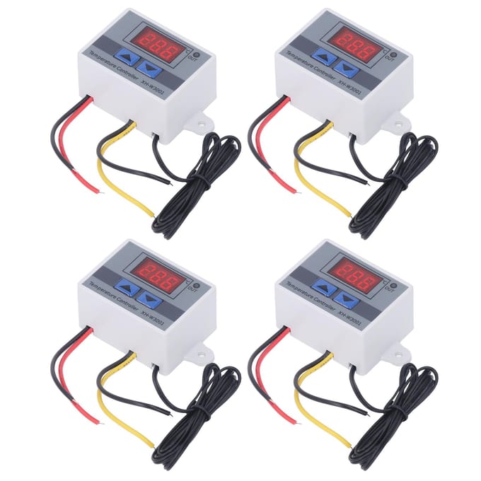 Lot de 4 thermostats numériques à LED, contrôleur de température, module de commutation pour chauffage et refroidissement, 12 V, 120 W white