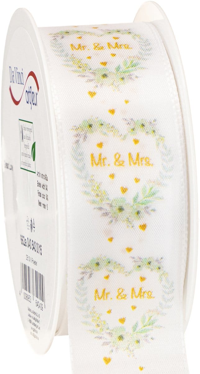 Decoratief satijnen bruiloftslint "Mr. & Mrs." voor elegante decoratie