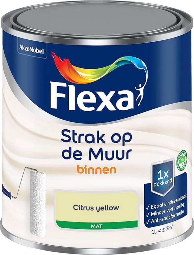 Flexa - Strak Op De Muur Binnen Mat - Citrus Yellow - Mengverf - 1 L