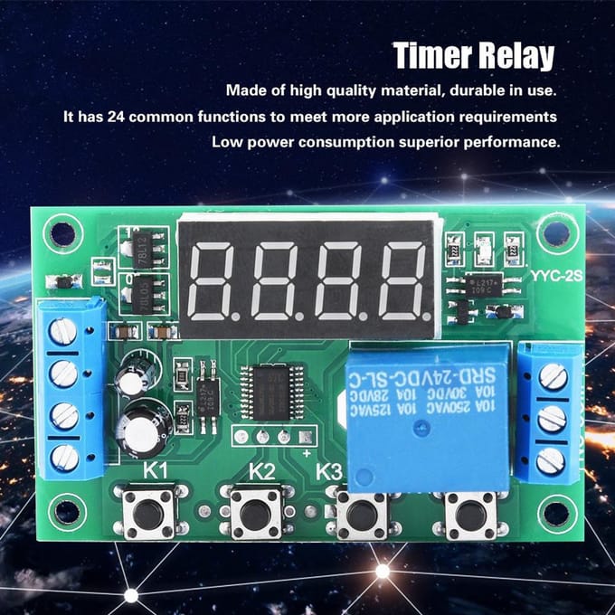 Module de commutation de commande d'automatisation à relais temporisé réglable à affichage LED (24V)