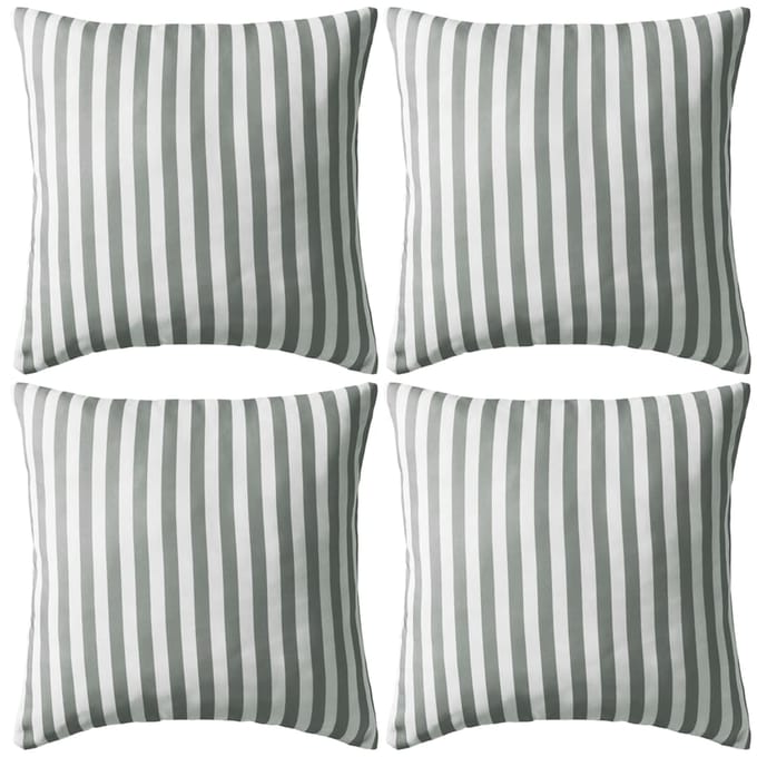 vidaXL - Buitenkussens - 45x45 - cm - gestreept - grijs - 4 - st
