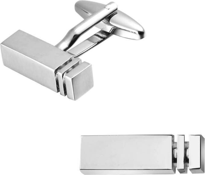 Fako Bijoux - Manchetknopen - Staaf Duo - 20x6mm - Zilverkleurig