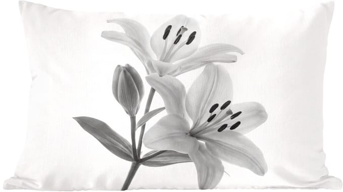 Sierkussens - Kussentjes Woonkamer - 60x40 cm - Lelies - Elegant - Zwart - Wit