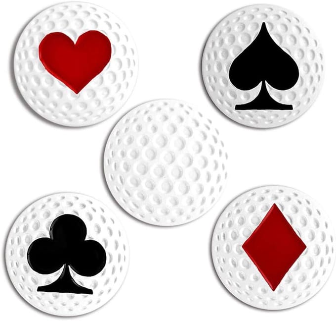 Golfbal Markers - Golf Accessoires - Golfen Markeren - Zachte Emaille - 24.4MM 5 Stuks - Poker