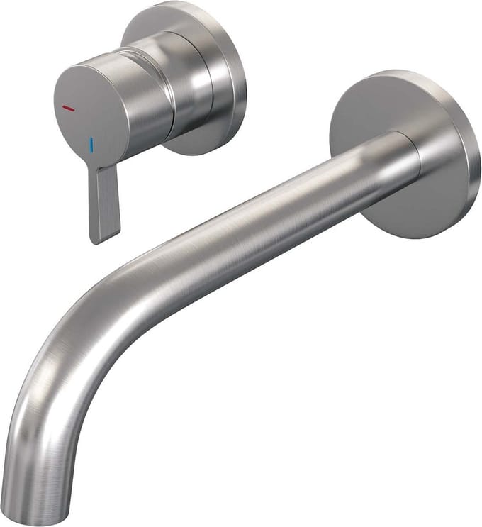 Brauer Brushed Edition inbouw wastafelmengkraan met gebogen uitloop en rozetten model E2 RVS geborsteld PVD