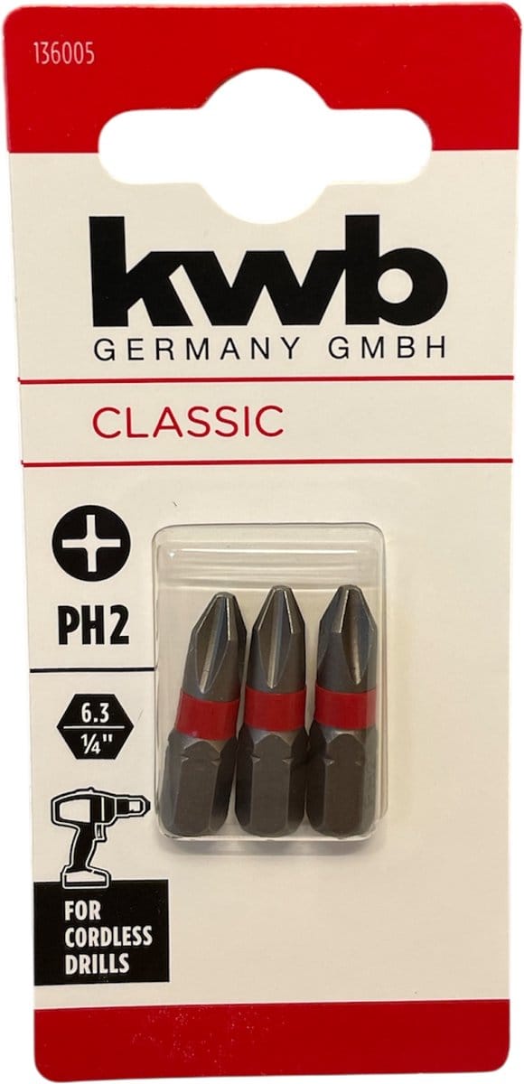 KWB 3 bitjes standaard 25mm PH2