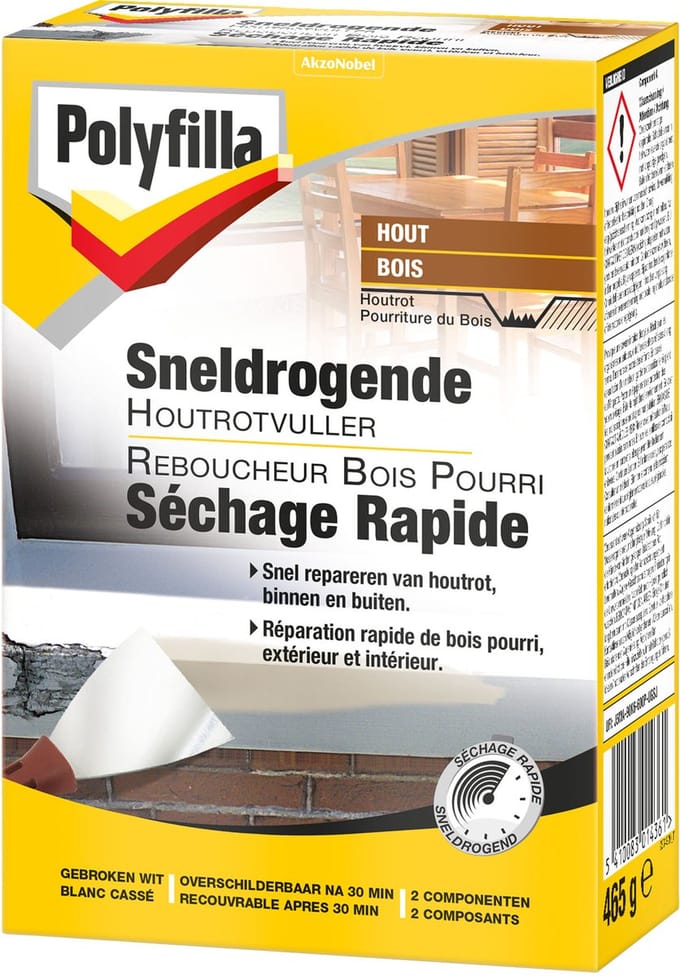 Polyfilla - Sneldrogende Houtrotvuller - Wit - 465 G