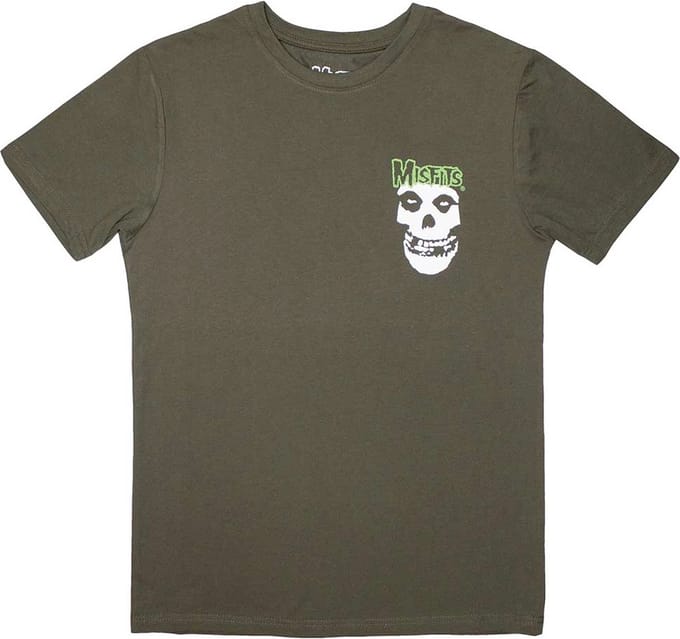 Misfits - Mini Skull & Logo Heren T-shirt - M - Groen
