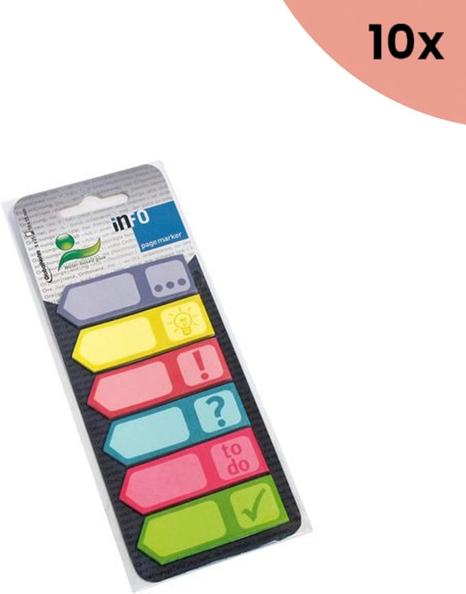 10x Info Notes Info page markers info flags 18x55mm - 6 varianten