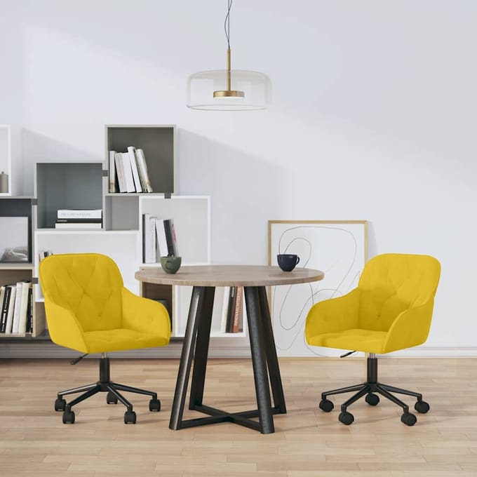 vidaXL - Eetkamerstoelen - draaibaar - 2 - st - fluweel - geel
