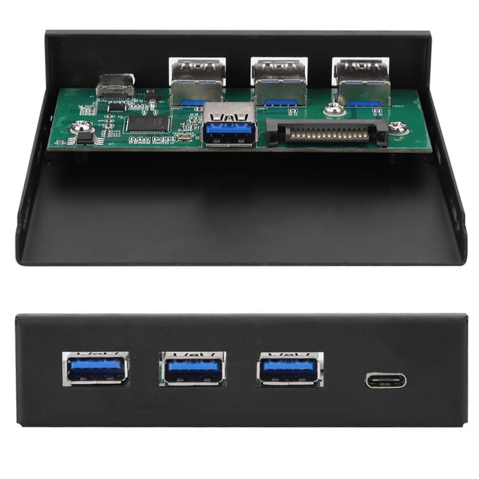 Panneau de carte d'extension en alliage noir, 3 ports USB 3.0 + 1 port USB 3.1 Type-C black