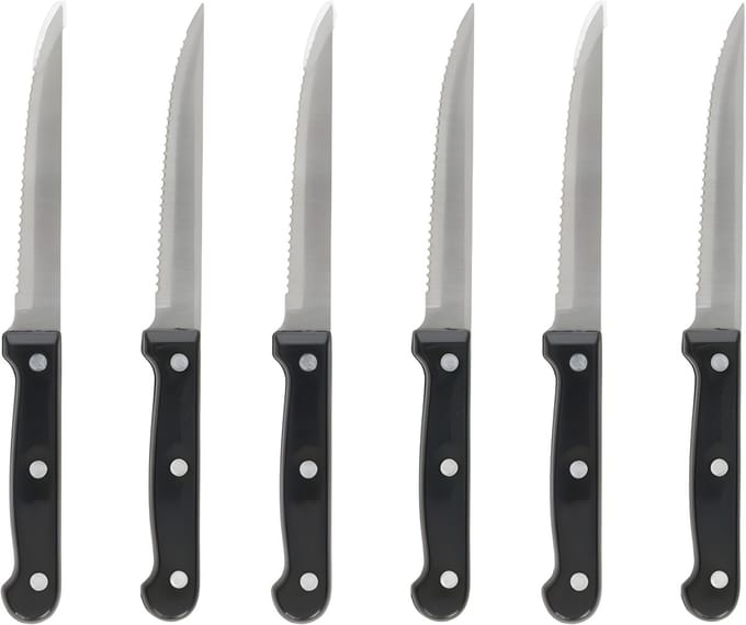 Gerimport vlees / steak messen - RVS - bakeliet handvat - 21 cm - scherpe messen