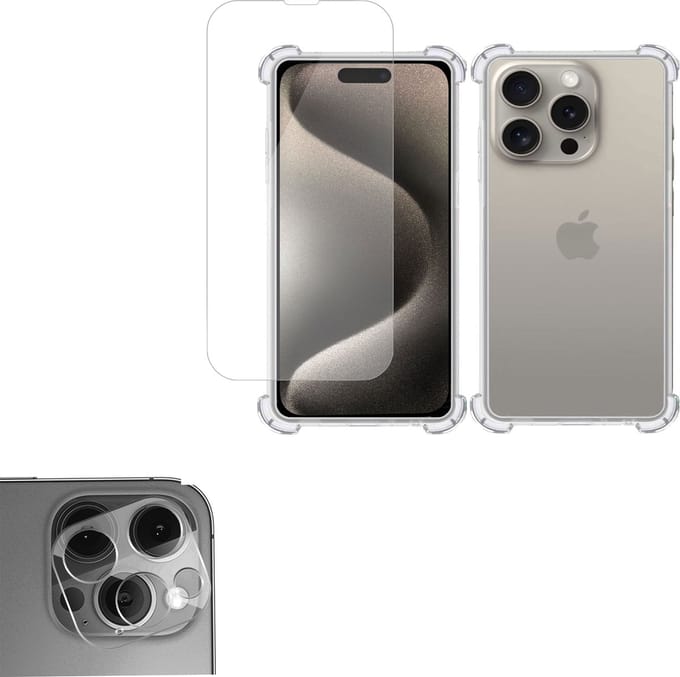 Hoesje geschikt voor iPhone 15 Pro Max + Screenprotector + Camera Beschermglas – Proteqt+