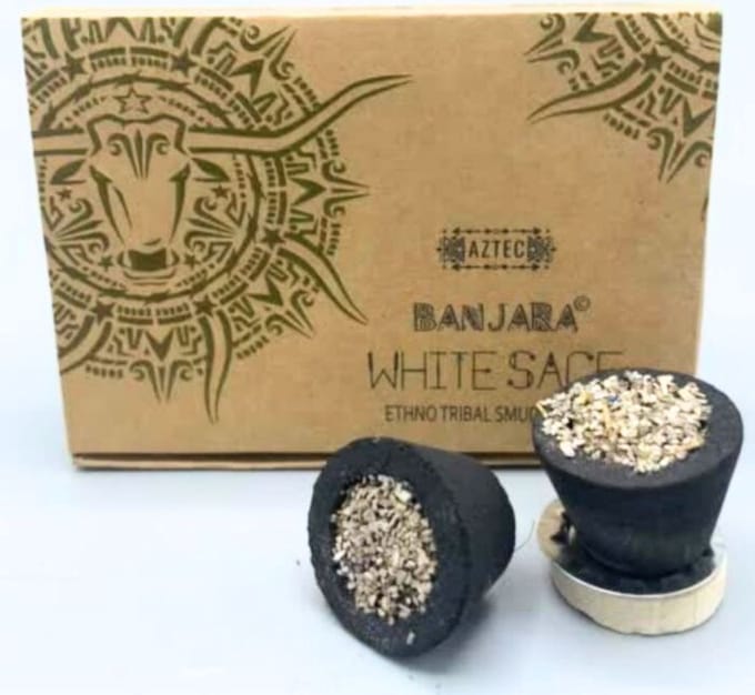 Banjara - White Sage - Witte salie - Hars Wierook - Houtskool Bekers