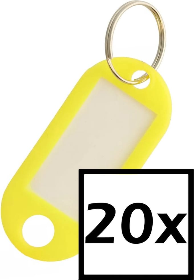 Sleutelhanger Sleutellabel Bagage Label Sleutel Naamlabel - Geel - 20x