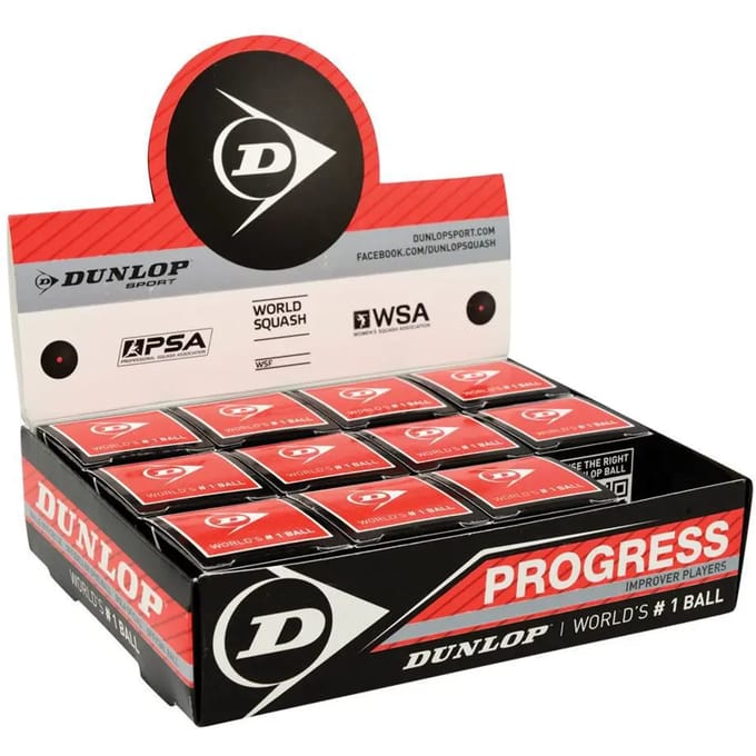 Dunlop  PROGRESS  -  Squashballen  halfgevorderde speler- 12box- zwart