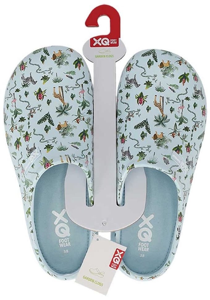 XQ dames tuinklomp - clog garden - blue - safari print - maat 38