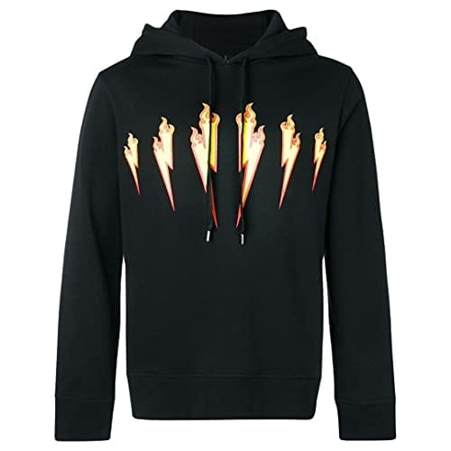Zwarte hoodie met Neil Barrett Thunder Flame Lightning Bolt-logo