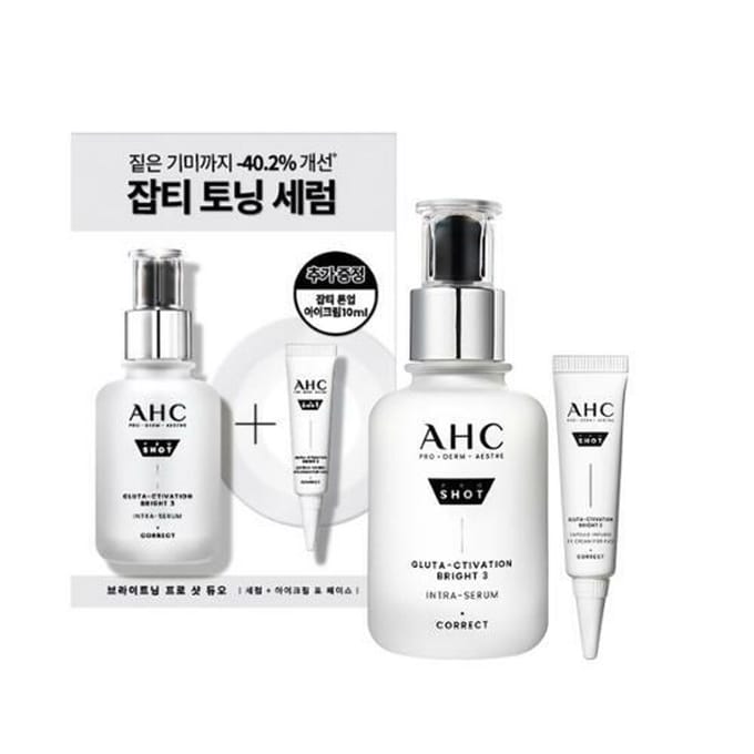AHC Pro Shot GlutA-ctivering Bright 3 Intra-Serum 40ml Speciale Set (+Oogcrème 10ml) gray