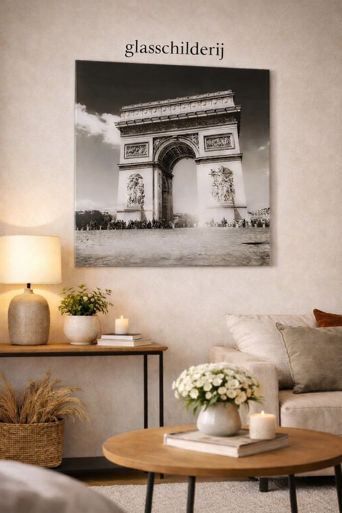 Decostar Schilderij Arc de triomphe| 80 x 80 cm | Zwart/wit