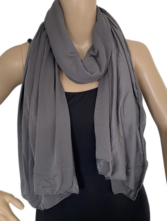 Tricot sjaal 12706 effen 190/70cm grijs