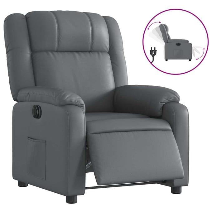vidaXL - Fauteuil - verstelbaar - elektrisch - kunstleer - grijs