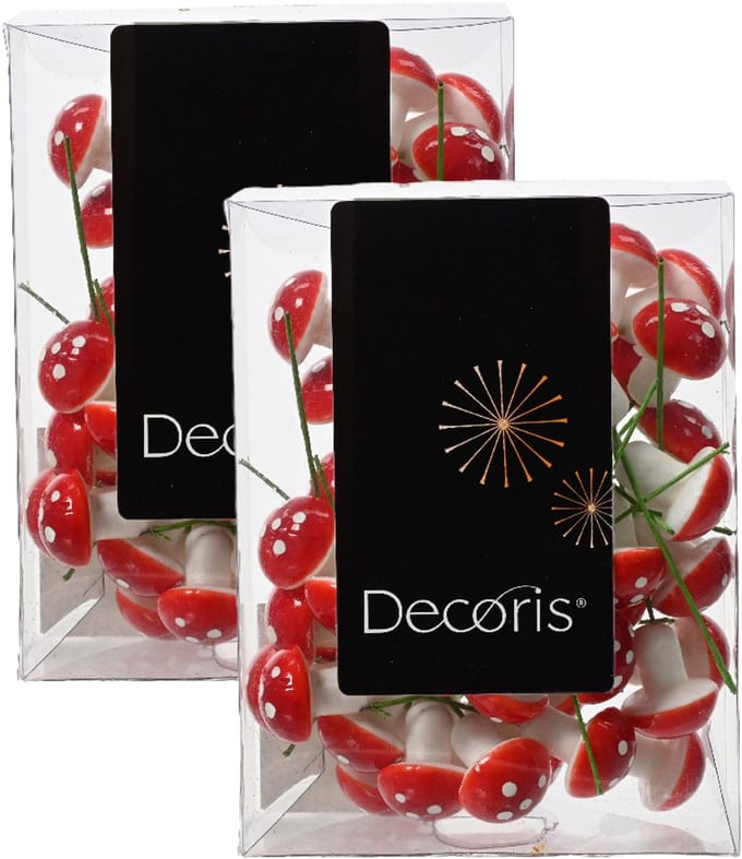 Decoris paddenstoelen stekers - 30x st - 2.5 cm cm - kerststukje decoratie