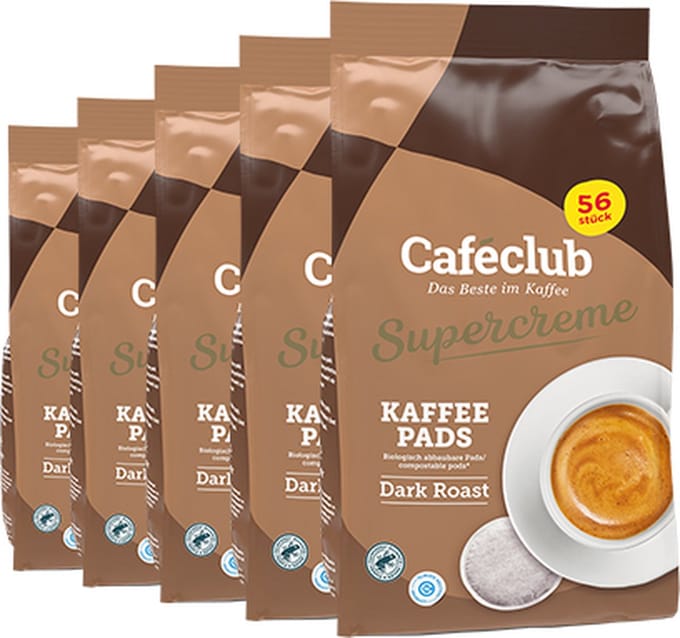CafÃ©club - Supercreme Koffiepads Dark Roast - 5x 56 pads