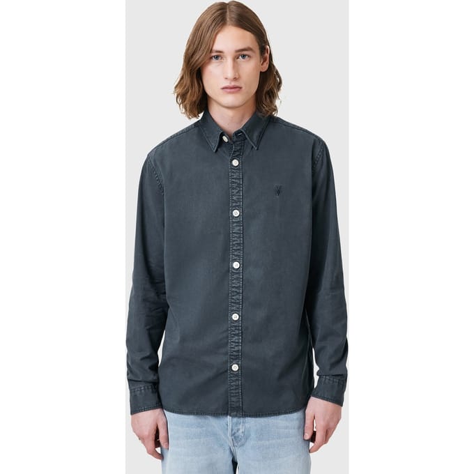 AllSaints Bodhi Ls Overshirt Odyssey Blue Taglia: M | Camicie Casual Outlet | Uomo | Blu