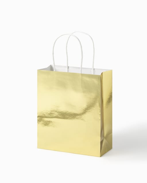 Cadeautas folia goud kraft 18x21x8cm 7 stuks