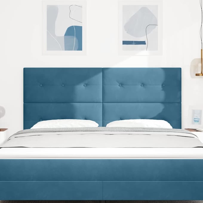 vidaXL - Hoofdbord - Donkerblauw - 180 - cm - Fluweel