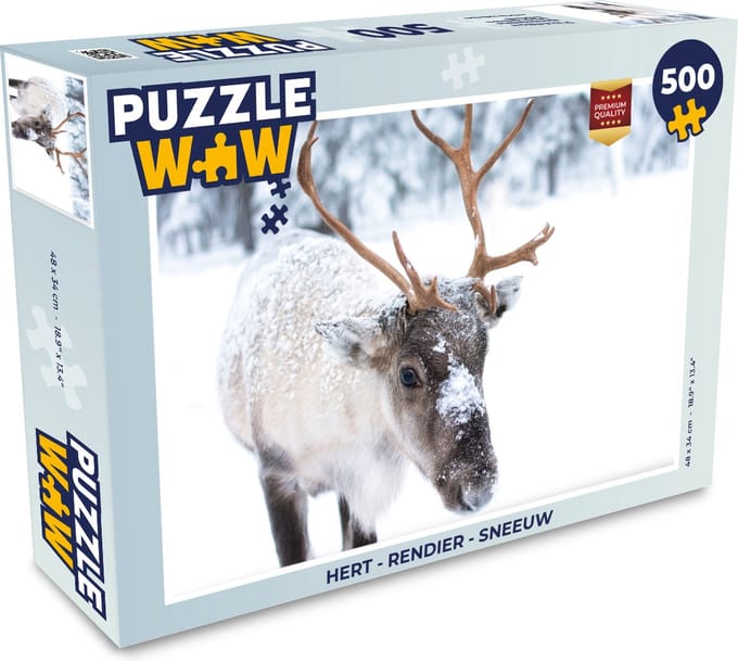Puzzel Hert - Rendier - Sneeuw - Legpuzzel - Puzzel 500 stukjes