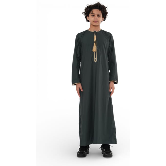 Kinderen jongens Ramadan groene Marokkaanse Thobe gewaad Emirati Eid Jubba-TT-003