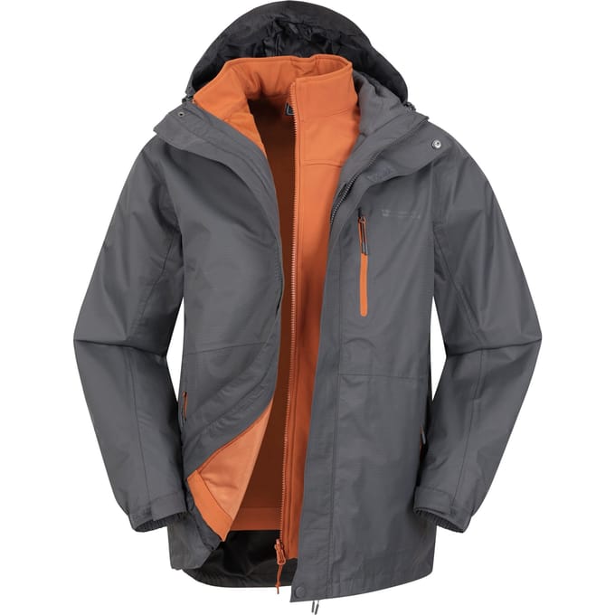 Mountain Warehouse Heren Bracken Extreme 3 in 1 Waterdichte Jas (Houtskool)