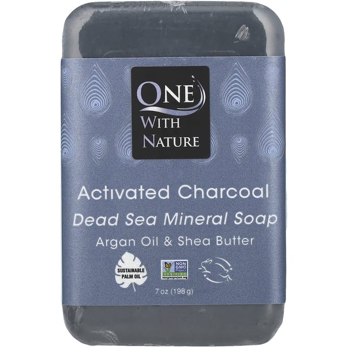 One with Nature, Triple Milled Mineral Soap Bar, Activated Carbon, 7 oz (200 g) gray