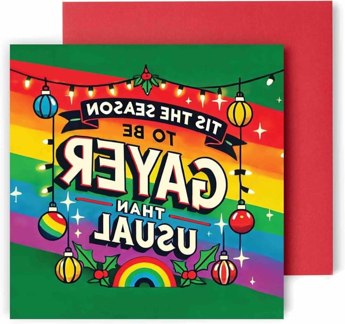 Grappige Kerstkaart - Feestelijke Wens - Vrolijk Kerstfeest - Brutaal Ontwerp - 148cm vierkant - Multicolor
