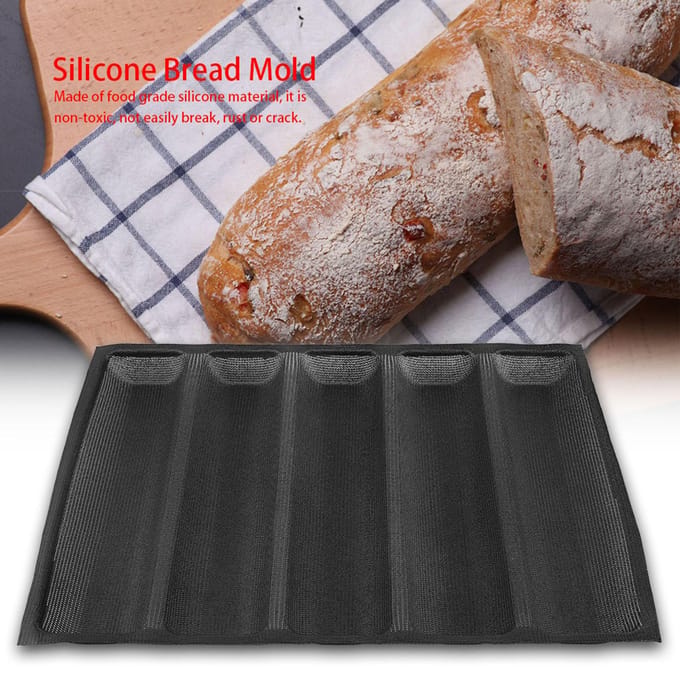 Moules à pain en silicone de forme oblongue, moule à baguette, plaque de cuisson française blanc
