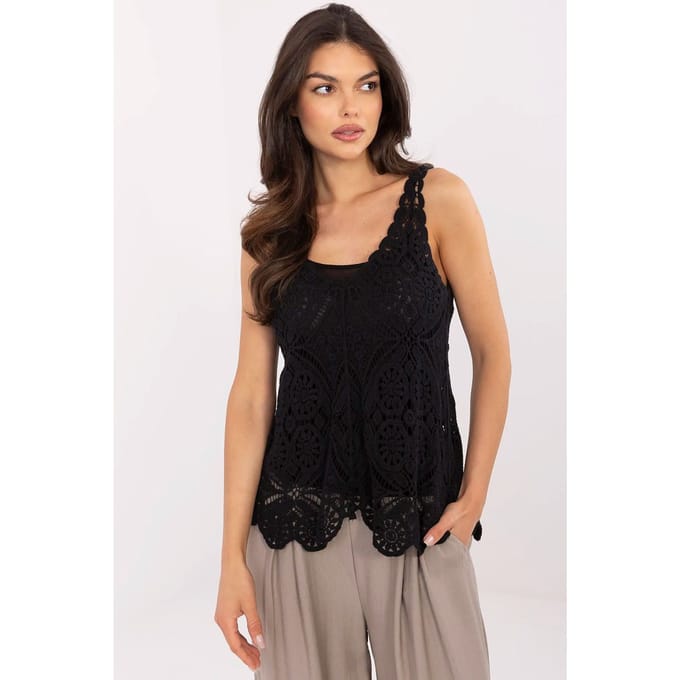 Lace Noir Top - Zwart / One Size