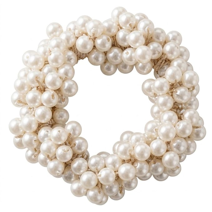 Parel haar elastiek dames – elastische haar band met parel details – decoratief haar accessoire in wit parel kleur – stijlvolle scrunchie look