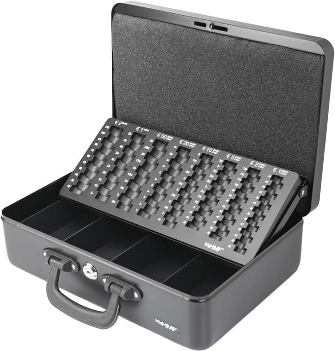 Geldcassette met Handgrepen - 36 x 25 x 11 cm - Zwart