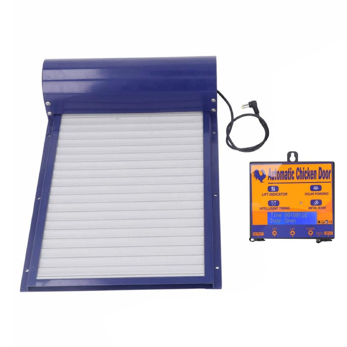 Automatische kippenhokdeur Programmeerbare Aluminium kippenhokdeuropener met Timer Lichtsensor Afstandsbediening 3 blauw