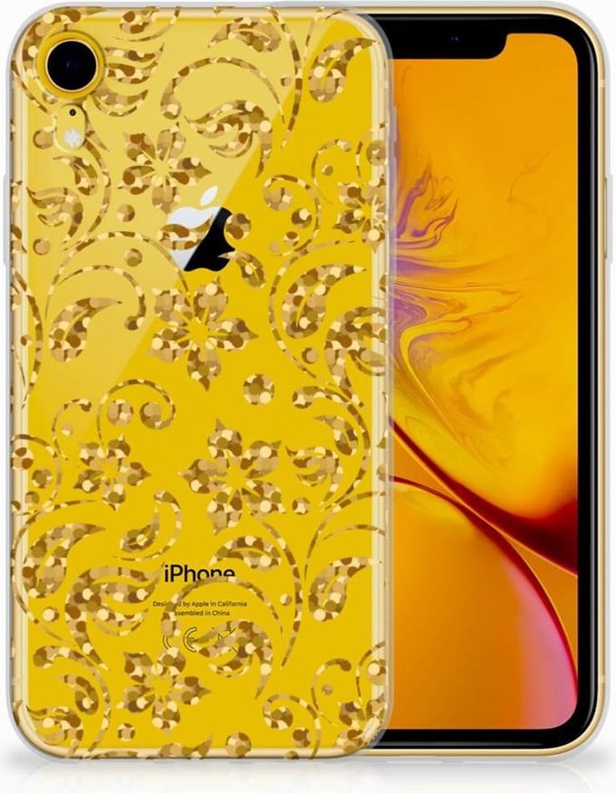 Apple iPhone Xr TPU Case Gouden Bloemen