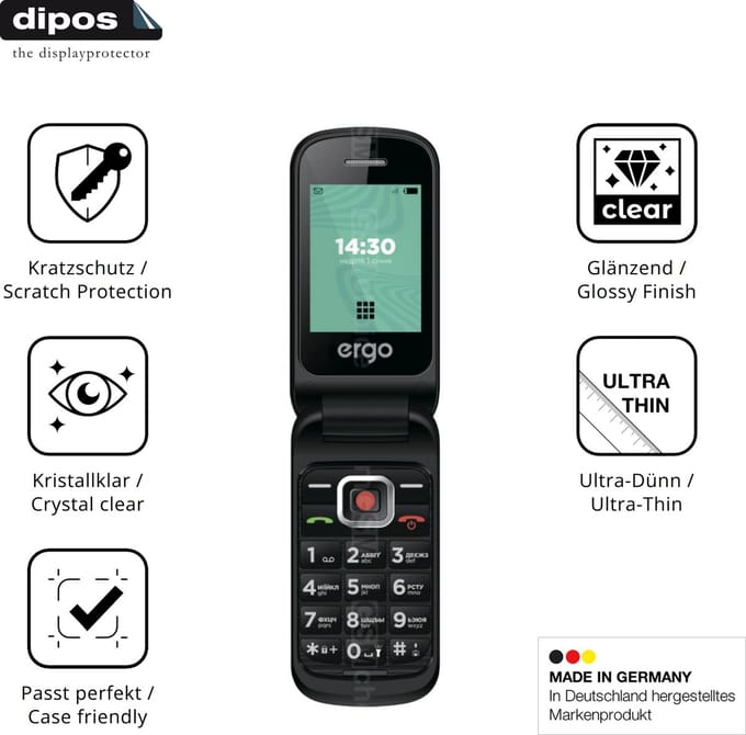 dipos – 4x Beschermfolie geschikt voor Ergo F241 | Krasbestendige & heldere Screenprotector Ultra-Thin