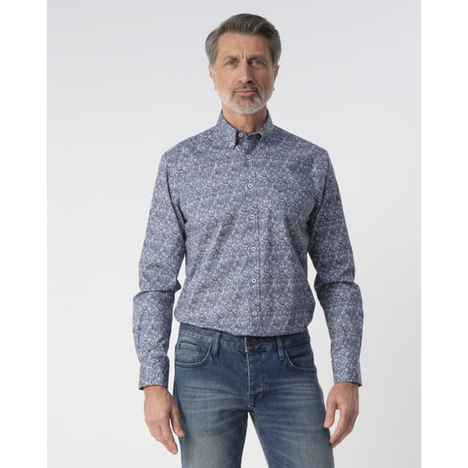 Campbell Casual Overhemd Donkerblauw Heren