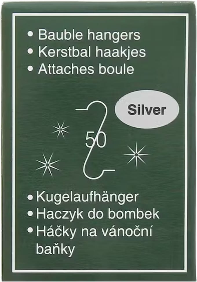 Kerstbalhaakjes zilver 50 stuks