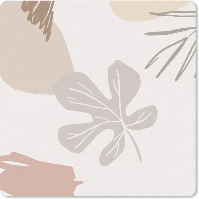 Muismat 20x20 cm - Mousepad Zomer - Blad - Grijs - Muismatten