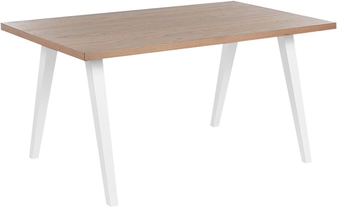 LENISTER - Eettafel - Wit/ Lichte houtkleur - 90 x 150 cm - MDF