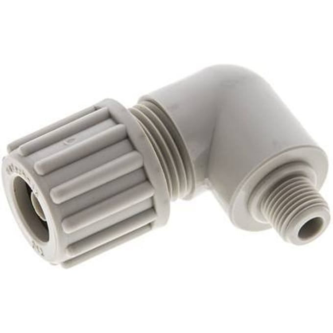 12x6mm & G1/8'' PP L-Vorm Knelfitting Buitendraad 10bar Kunststof en Polyamide